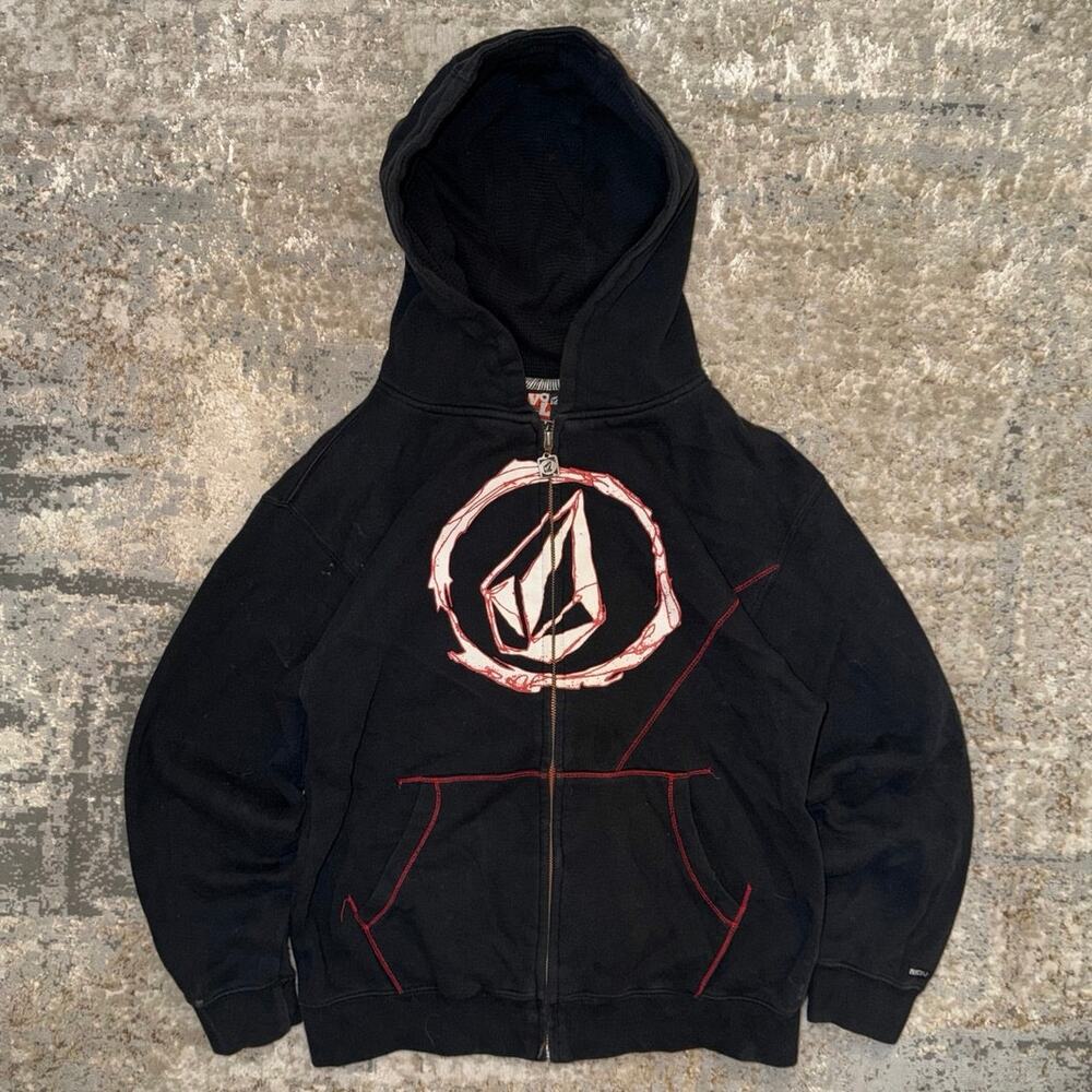 Volcom Y2K Logo Black/Red Zip Up Size Womens Medium